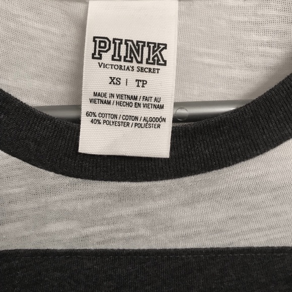Victoria’s Secret PINK White & Gray T-Shirt - Picture 2 of 2